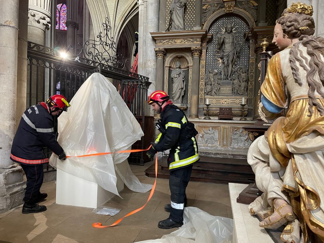 Simulation incendie à la cathédrale du Mans